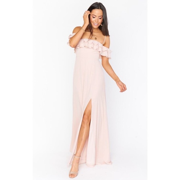 Show Me Your Mumu Emma Ruffle Maxi in Dusty Blush Crisp XXS - Picture 5 of 7